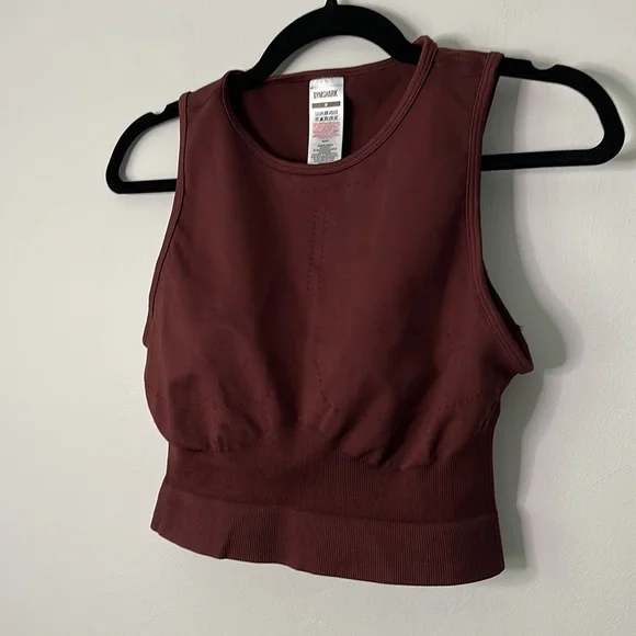 NWOT GYMSHARK BAKED MAROON SWEAT SEAMLESS MIDI TANK - Picture 4 of 8